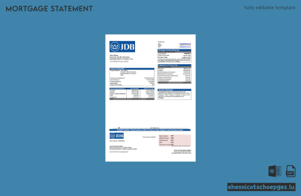 Beispiel eines Hypothekenauszugs der Laos Joint Development Bank (Word- und PDF-Datei)